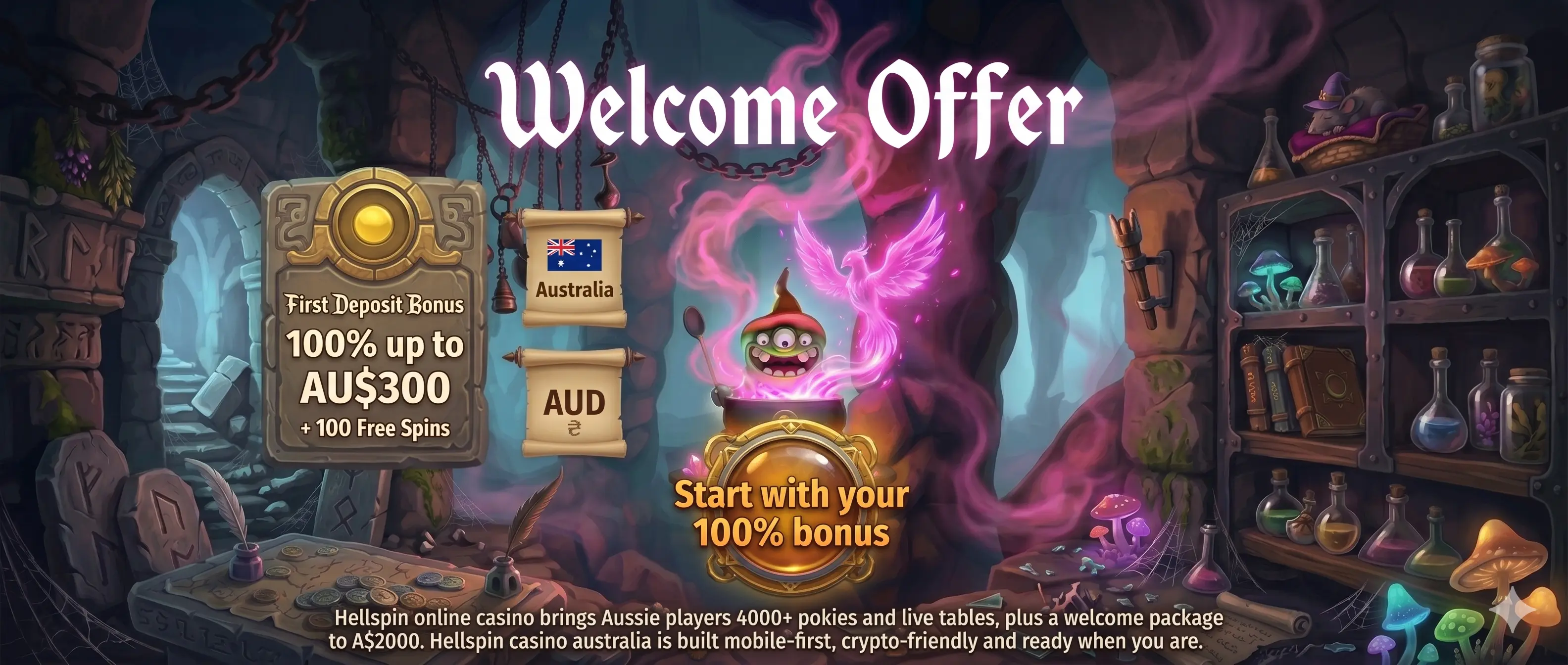 Hellspin welcome offer banner